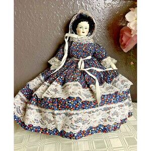 German Doll 15” Porcelain Bisque Head Arms Feet Black Hair